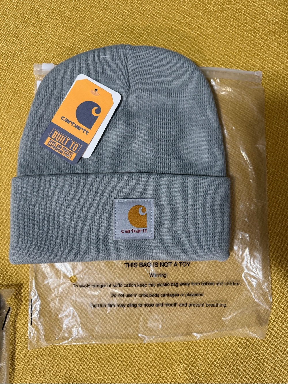 Carhartt Light Gray Knit Cuffed Beanie with Logo Patch